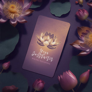 Purple Glowing Lotus and OM Symbol Yoga Instructor Business Card