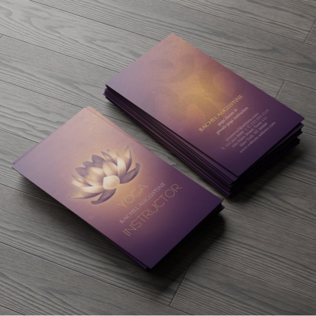 Purple Glowing Lotus and OM Symbol Yoga Instructor Business Card (Creator Uploaded)