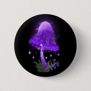 Purple Glowing Mushroom 6 Cm Round Badge