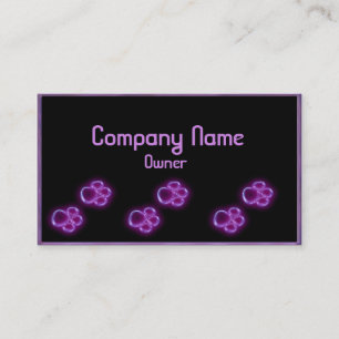 Purple glowing pet paws business card