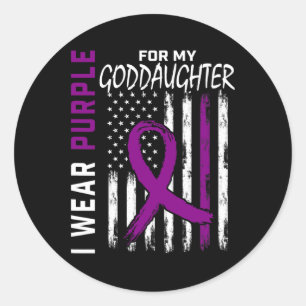 Purple Goddaughter Pancreatic Cancer Awareness Ame Classic Round Sticker