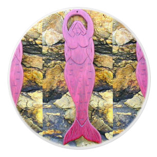 purple goddess mermaid ceramic knob