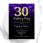 Purple Gold 30th Birthday Invitation<br><div class="desc">30th birthday party invitation. Elegant purple design with faux glitter gold. Features stylish diamonds, bokeh lights and script font. Womens or mens bday invite. Perfect for a stylish adult birthday party. Personalise with your own details. Message me if you need further customisation. Printed Zazzle invitations or instant download digital printable...</div>