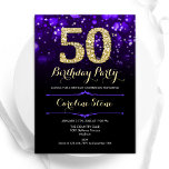 Purple Gold 50th Birthday Invitation<br><div class="desc">50th birthday party invitation. Elegant purple design with faux glitter gold. Features stylish diamonds, bokeh lights and script font. Men or women bday invite. Perfect for a stylish adult birthday party. Personalise with your own details. Message me if you need further customisation. Printed Zazzle invitations or instant download digital printable...</div>