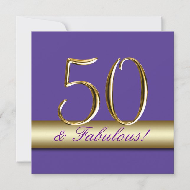 Purple Gold 50th Birthday Party Invitation (Front)