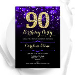 Purple Gold 90th Birthday Invitation<br><div class="desc">90th birthday party invitation. Elegant purple design with faux glitter gold. Features stylish diamonds, bokeh lights and script font. Men or women bday invite. Perfect for a stylish adult birthday party. Personalise with your own details. Message me if you need further customisation. Printed Zazzle invitations or instant download digital printable...</div>