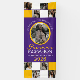 Purple & Gold 9 Photo Collage Graduation Vinyl Banner