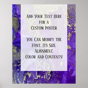 Purple & Gold Abstract Alcohol Ink Fluid Art DIY Poster