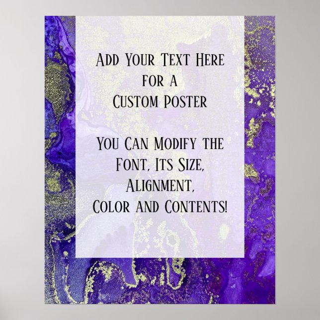 Purple & Gold Abstract Alcohol Ink Fluid Art DIY Poster (Front)