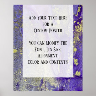 Purple & Gold Abstract Alcohol Ink Fluid Art DIY Poster