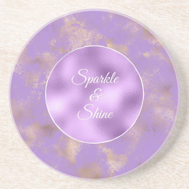Purple Gold Abstract Coaster (Front)