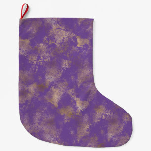 Purple Gold Abstract Large Christmas Stocking