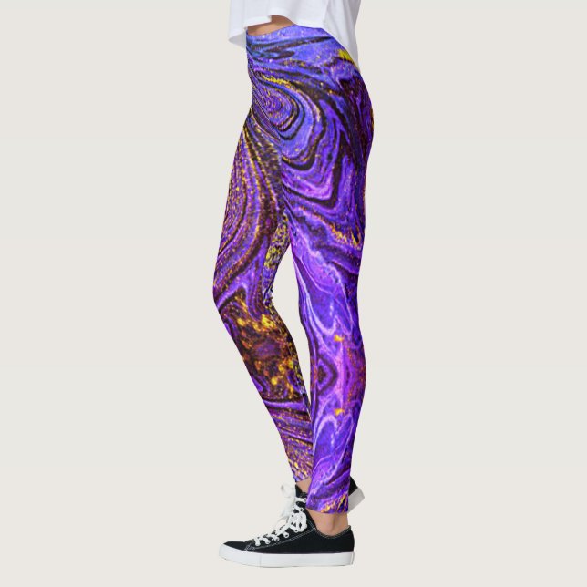 Purple Gold Abstract Leggings (Left)