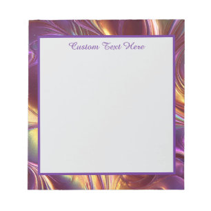 Purple Gold Abstract Swirl Elegant Personalised Notepad