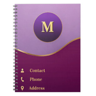 💜 Purple Gold Abstract With Frame Business Notebook