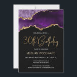 Purple Gold Agate 30th Birthday Party Invitation<br><div class="desc">This elegant 30th birthday party invitation features a watercolor image of an agate geode in shades of purple with faux gold highlights. The words "30th Birthday" appear in faux gold glitter in decorative modern handwriting font. Customise it with the name of the honoree in gold coloured text and the details...</div>