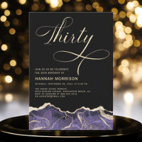 Purple Gold Agate 30th Thirty Birthday Party