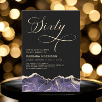 Purple Gold Agate 60th Sixty Birthday Party