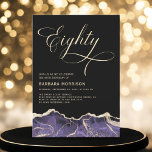 Purple Gold Agate 80th Eighty Birthday Party Invitation<br><div class="desc">A sophisticated and elegant 80th birthday invitation featuring a rich purple and gold agate design. This invitation combines modern luxury with timeless beauty. The deep purple hues,  accented by radiant gold details,  create a regal and stylish aesthetic,  making it the perfect choice for a memorable and upscale milestone celebration.</div>