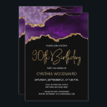 Purple Gold Agate 90th Birthday Party Invitation<br><div class="desc">This elegant 90th birthday party invitation features a watercolor image of an agate geode in shades of purple with faux gold highlights. The words "90th Birthday" appear in faux gold glitter in decorative modern handwriting font. Customise it with the name of the honoree in gold coloured text and the details...</div>