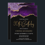 Purple Gold Agate 90th Birthday Party Invitation<br><div class="desc">This elegant 90th birthday party invitation features a watercolor image of an agate geode in shades of purple with faux gold highlights. The words "90th Birthday" appear in faux gold glitter in decorative modern handwriting font. Customise it with the name of the honoree in gold coloured text and the details...</div>