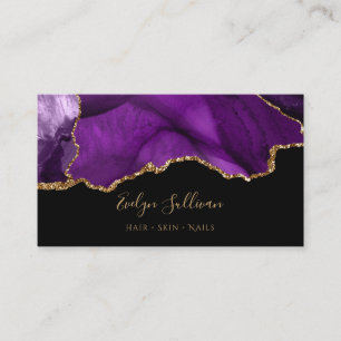 purple gold agate business card