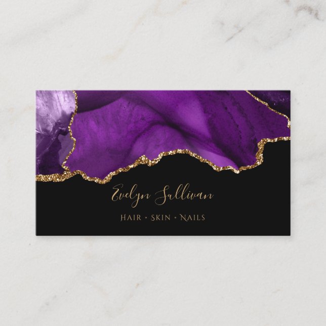 purple gold agate business card (Front)