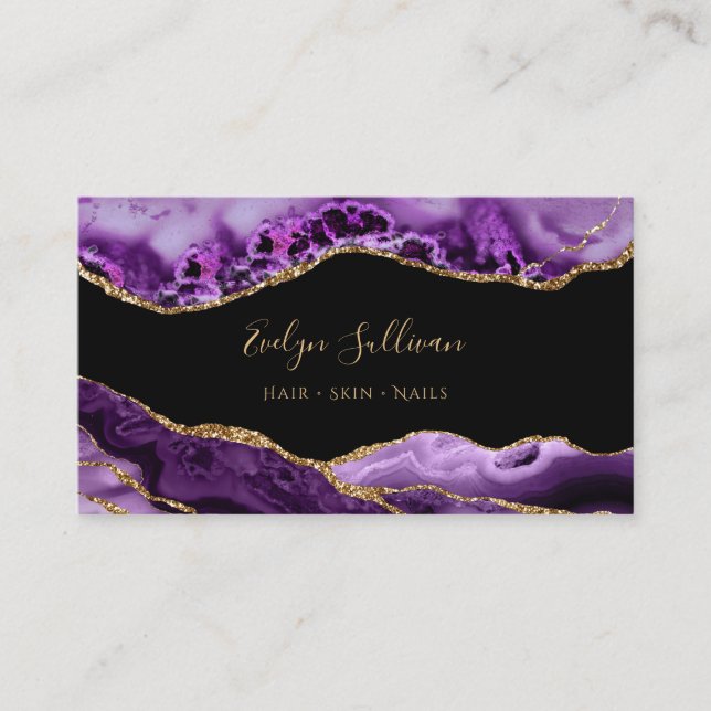 Purple gold agate business card (Front)