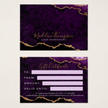 Purple Gold Agate Business Gift Certificate
