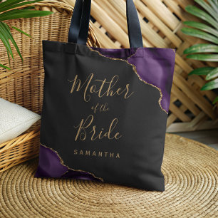 Purple Gold Agate Dark Mother of the Bride Tote Bag