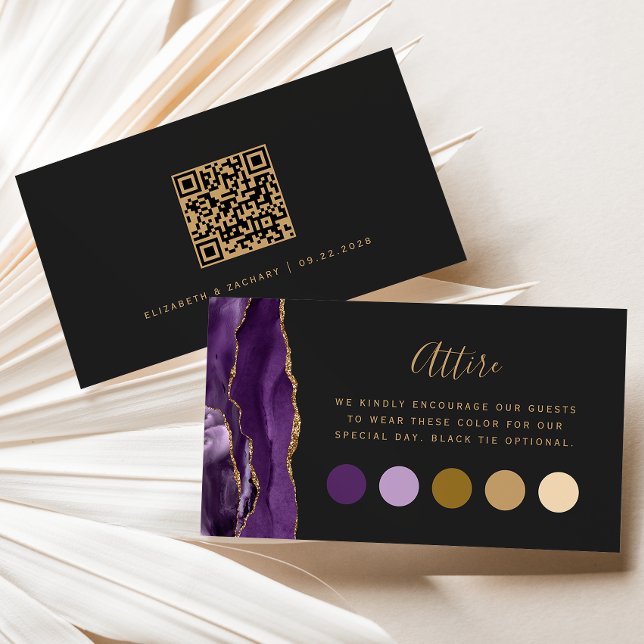 Purple Gold Agate Dark Wedding Attire Dress Code Enclosure Card (Creator Uploaded)