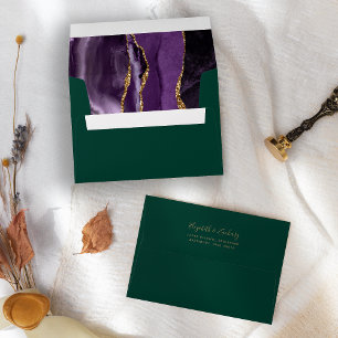 Purple Gold Agate Emerald Green Wedding Envelope