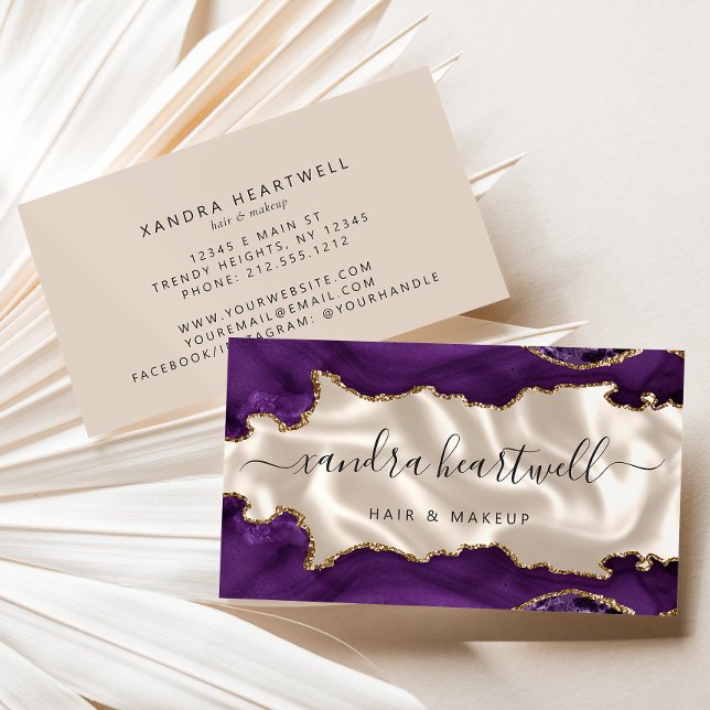 Purple Gold Agate Ivory Luxury Business Card (Creator Uploaded)