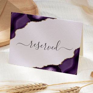 Purple Gold Agate Lavender Reserved Wedding Place Card