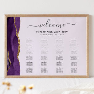 Purple Gold Agate Lavender Wedding Seating Poster