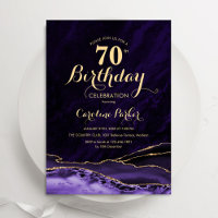 Purple Gold Agate Marble 70th Birthday