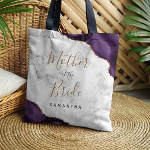 Purple Gold Agate Marble Mother of the Bride Tote Bag