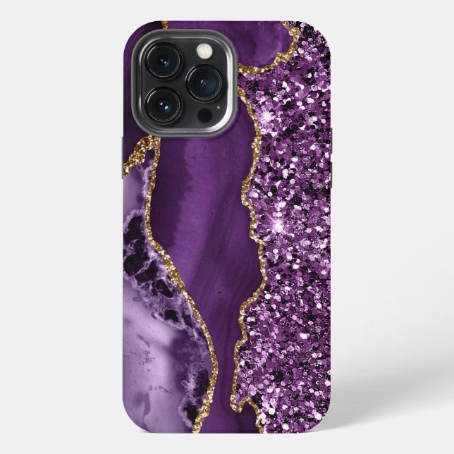 PURPLE & GOLD AGATE PATTERN iPhone CASE (Back)