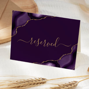 Purple Gold Agate Plum Reserved Wedding Place Card