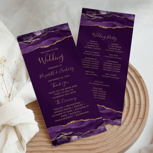 Purple Gold Agate Plum Wedding Programme (Creator Uploaded)