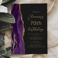 Purple Gold Agate Slate Script 70th Birthday