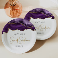Purple Gold Agate Sweet 16 Birthday Party