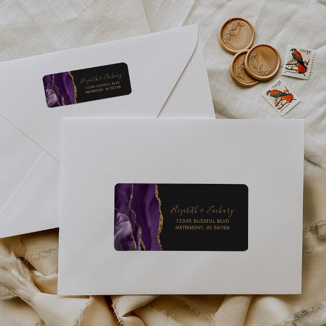 Purple Gold Agate Wedding Return Address (Creator Uploaded)