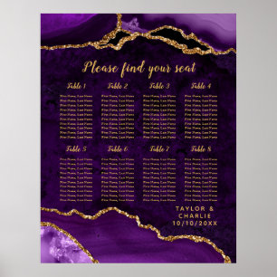Purple Gold Agate Wedding Seating Chart 8 Table