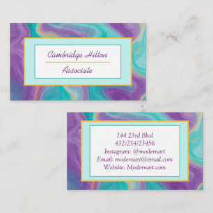 Purple, Gold and Blue Marble Swirls  Business Card
