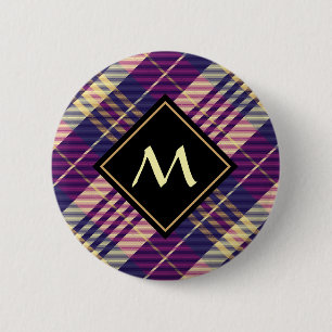 Purple, Gold and Blue Tartan 6 Cm Round Badge