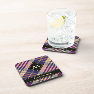 Purple, Gold and Blue Tartan Coaster