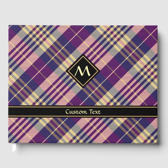Purple, Gold and Blue Tartan Guest Book (Front)