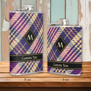 Purple, Gold and Blue Tartan Hip Flask