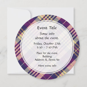 Purple, Gold and Blue Tartan Invitation